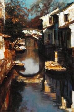 水の町 橋 人々 山水 中国の風景 Oil Paintings